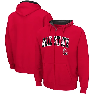 Colosseum Ball State Cardinals Arch  Logo 30 Full-Zip Hoodie