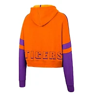Colosseum Clemson Tigers Throwback Stripe Arch Logo Cropped Pullover Hoodie
