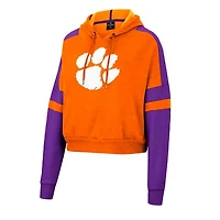 Colosseum Clemson Tigers Throwback Stripe Arch Logo Cropped Pullover Hoodie