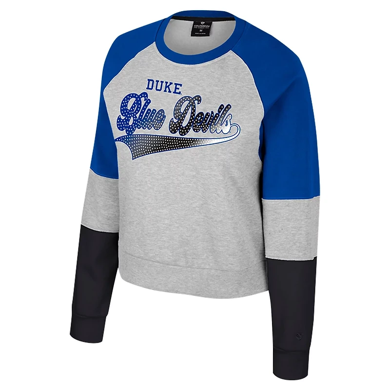 Colosseum Duke Devils Katinka Rhinestone Scoop Neck Pullover Sweatshirt