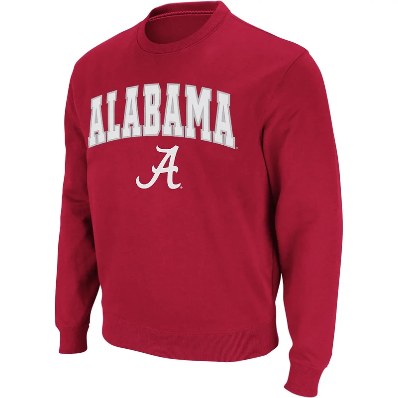 Colosseum Heathered Gray Alabama Crimson Tide Arch  Logo Crew Neck Sweatshirt