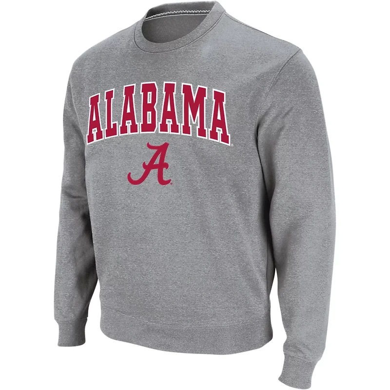 Colosseum Heathered Gray Alabama Crimson Tide Arch  Logo Crew Neck Sweatshirt