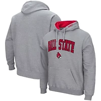 Colosseum Heathered Gray Ball State Cardinals Arch  Logo 30 Pullover Hoodie
