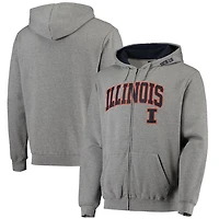 Colosseum Heathered Gray Illinois Fighting Illini Arch  Logo 30 Full-Zip Hoodie