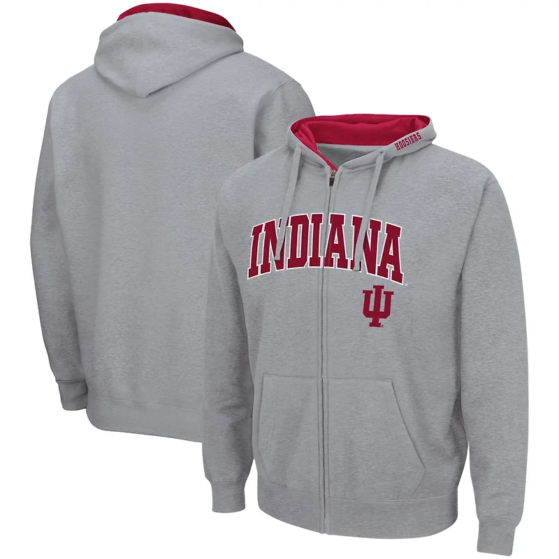 Colosseum Heathered Gray Indiana Hoosiers Arch  Logo 30 Full-Zip Hoodie