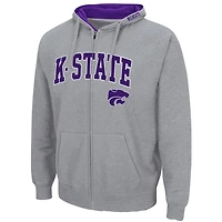 Colosseum Heathered Gray Kansas State Wildcats Arch  Logo 30 Full-Zip Hoodie