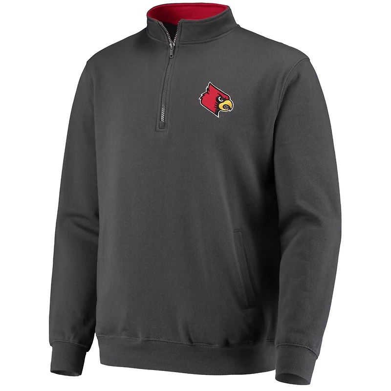 Colosseum Heathered Gray Louisville Cardinals Tortugas Team Logo Quarter-Zip Jacket