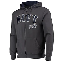 Colosseum Heathered Gray Midshipmen Arch  Logo 30 Full-Zip Hoodie