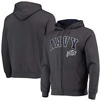 Colosseum Heathered Gray Midshipmen Arch  Logo 30 Full-Zip Hoodie