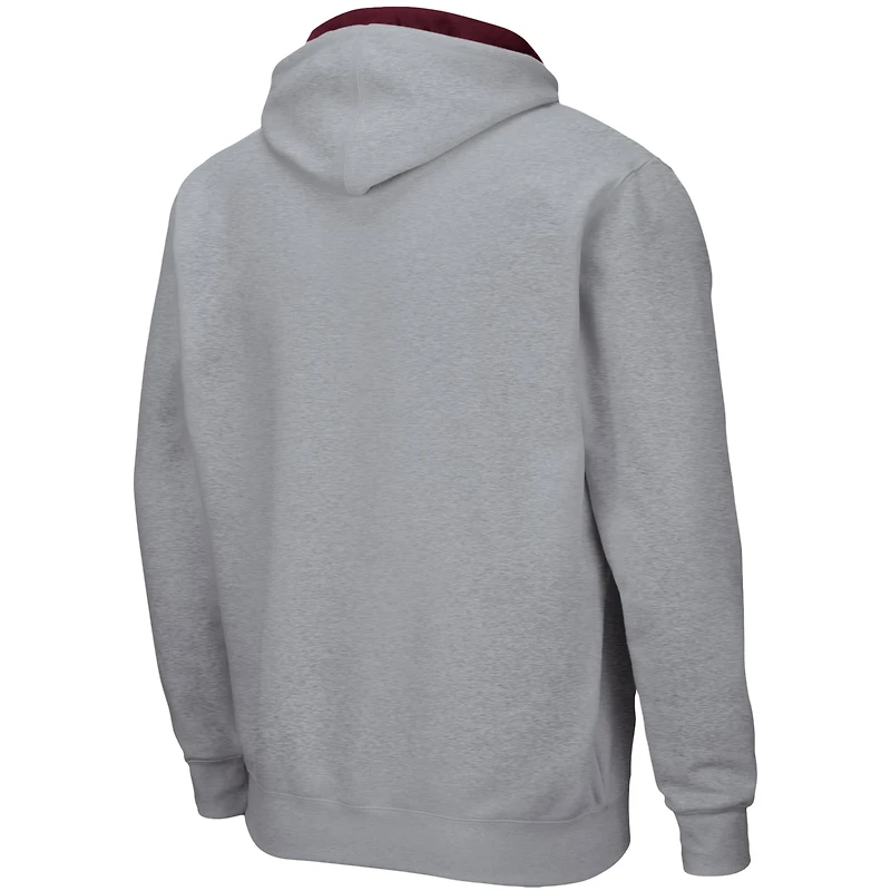 Colosseum Heathered Gray Mississippi State Bulldogs Arch Logo 30 Full-Zip Hoodie