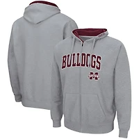Colosseum Heathered Gray Mississippi State Bulldogs Arch  Logo 30 Full-Zip Hoodie
