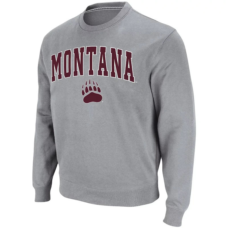Colosseum Heathered Gray Montana Grizzlies Arch  Logo Tackle Twill Pullover Sweatshirt