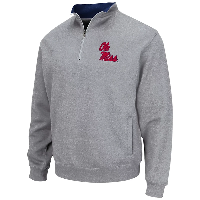 Colosseum Heathered Gray Ole Miss Rebels Tortugas Team Logo Quarter-Zip Jacket