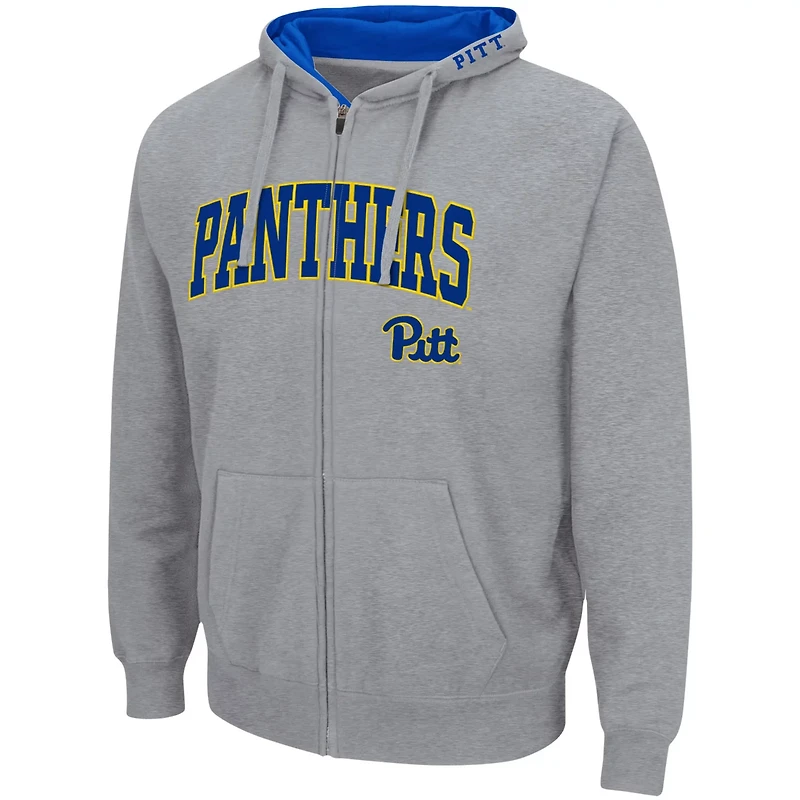 Colosseum Heathered Gray Pitt Panthers Arch  Logo 30 Full-Zip Hoodie