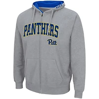 Colosseum Heathered Gray Pitt Panthers Arch  Logo 30 Full-Zip Hoodie