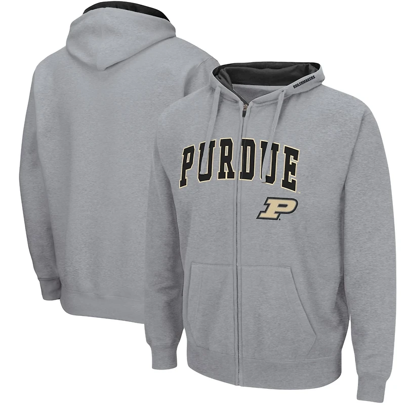 Colosseum Heathered Gray Purdue Boilermakers Arch  Logo 30 Full-Zip Hoodie