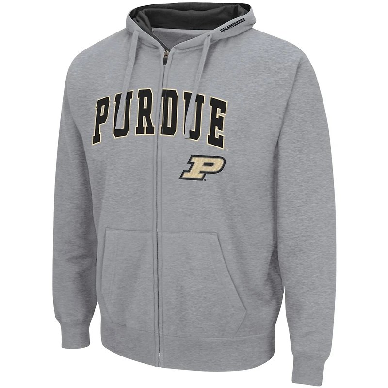 Colosseum Heathered Gray Purdue Boilermakers Arch  Logo 30 Full-Zip Hoodie