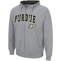 Colosseum Heathered Gray Purdue Boilermakers Arch  Logo 30 Full-Zip Hoodie