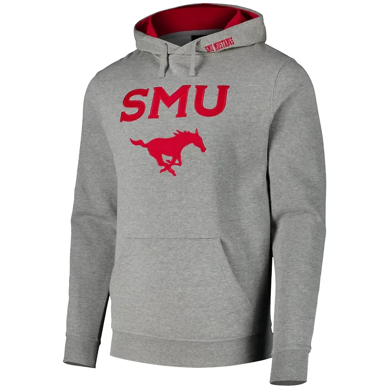 Colosseum Heathered Gray SMU Mustangs Arch and Logo Pullover Hoodie