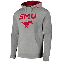 Colosseum Heathered Gray SMU Mustangs Arch and Logo Pullover Hoodie
