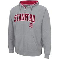 Colosseum Heathered Gray Stanford Cardinal Arch  Logo 30 Full-Zip Hoodie
