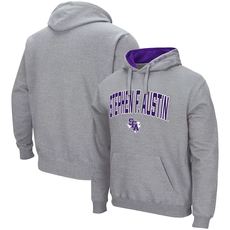 Colosseum Heathered Gray Stephen F Austin Lumberjacks Arch and Logo Pullover Hoodie