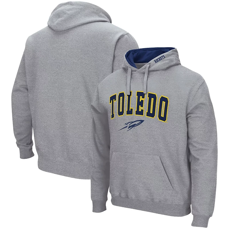 Colosseum Heathered Gray Toledo Rockets Arch and Logo Pullover Hoodie
