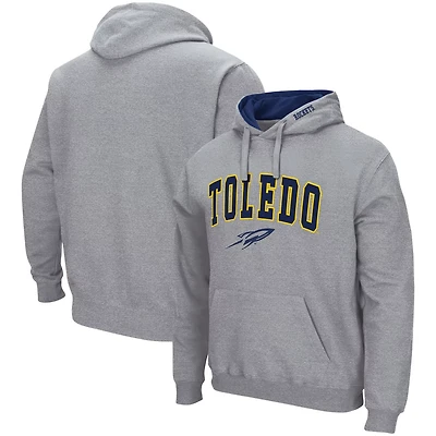 Colosseum Heathered Gray Toledo Rockets Arch and Logo Pullover Hoodie