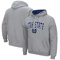 Colosseum Heathered Gray Utah State Aggies Arch and Logo Pullover Hoodie