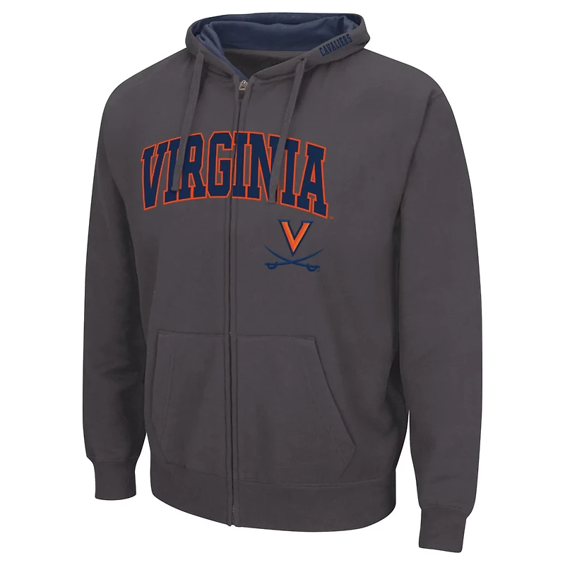 Colosseum Heathered Gray Virginia Cavaliers Arch  Logo 30 Full-Zip Hoodie