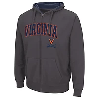 Colosseum Heathered Gray Virginia Cavaliers Arch  Logo 30 Full-Zip Hoodie