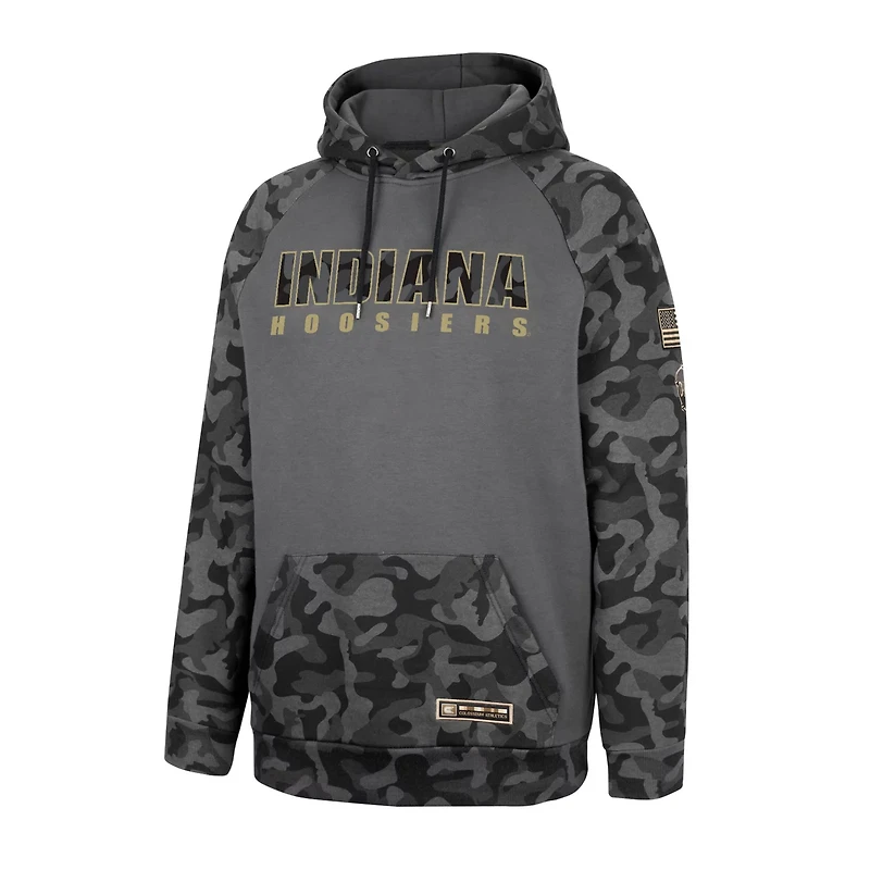 Colosseum Indiana Hoosiers OHT Military Appreciation Camo Stack Raglan Pullover Hoodie