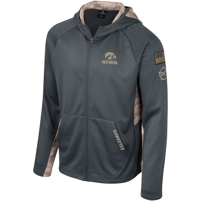 Colosseum Iowa Hawkeyes OHT Military Appreciation Camo Raglan Full-Zip Hoodie
