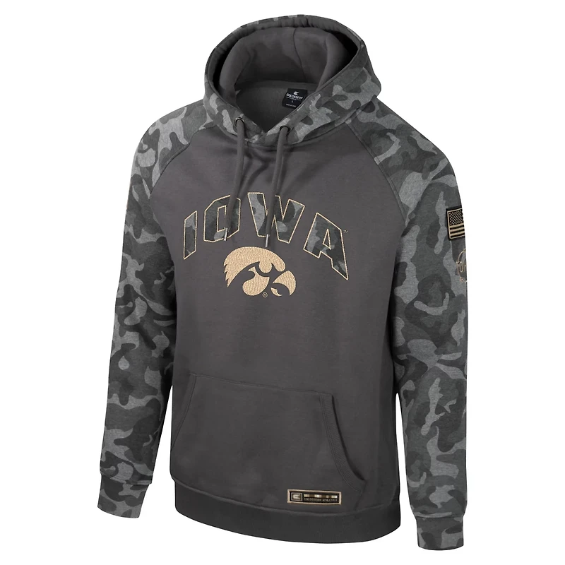 Colosseum Iowa Hawkeyes OHT Military Appreciation Camo Raglan Pullover Hoodie