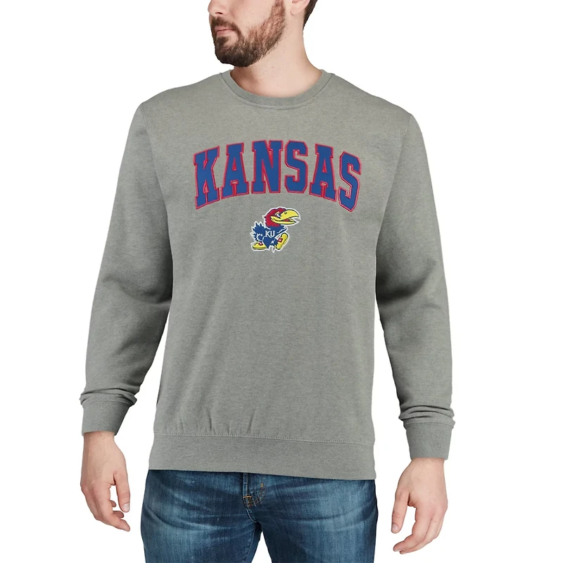 Colosseum Kansas Jayhawks Arch  Logo Crew Neck Sweatshirt