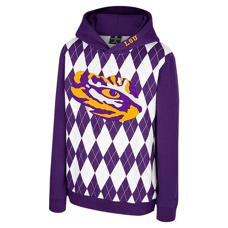 Colosseum LSU Tigers Argyle The Dealio Pullover Hoodie