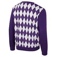 Colosseum LSU Tigers The Dealio Argyle Pullover Sweatshirt