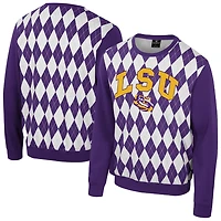 Colosseum LSU Tigers The Dealio Argyle Pullover Sweatshirt
