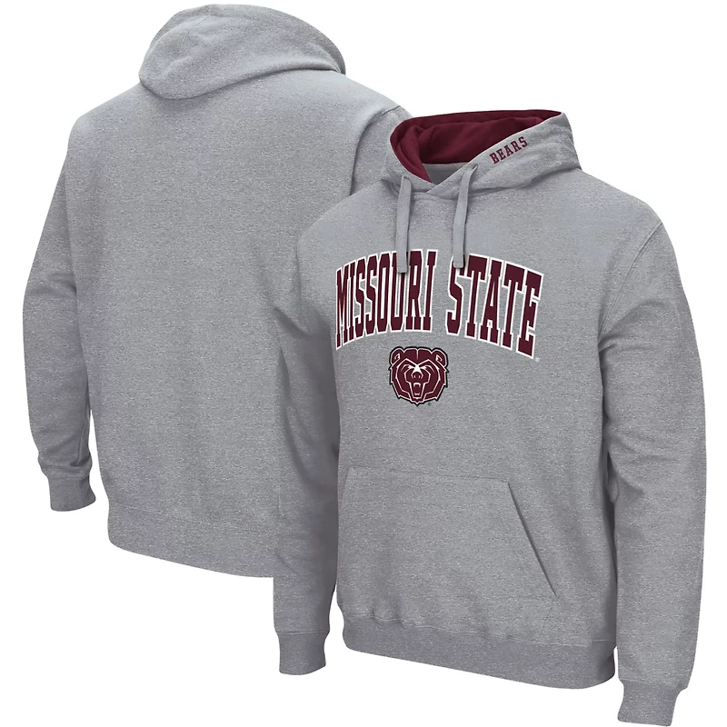 Colosseum Heathered Gray Missouri State University Bears Arch and Logo Pullover Hoodie
