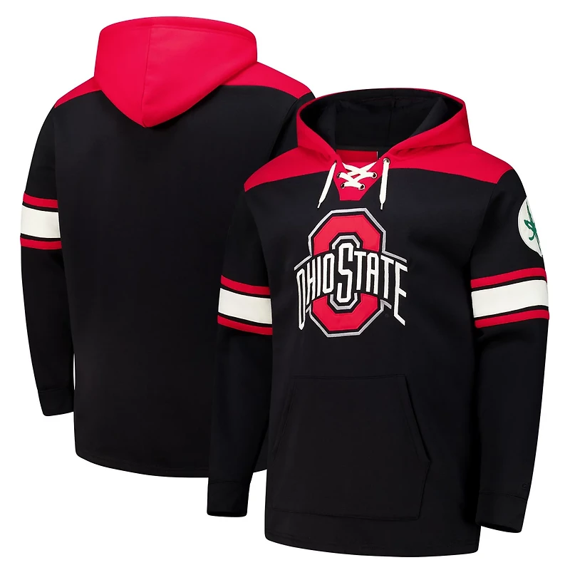 Colosseum Ohio State Buckeyes Big  Tall Hockey Lace-Up Pullover Hoodie