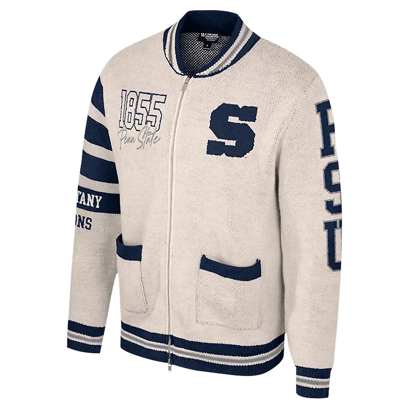 Colosseum Penn State Nittany Lions Jacquard Full-Zip Sweater