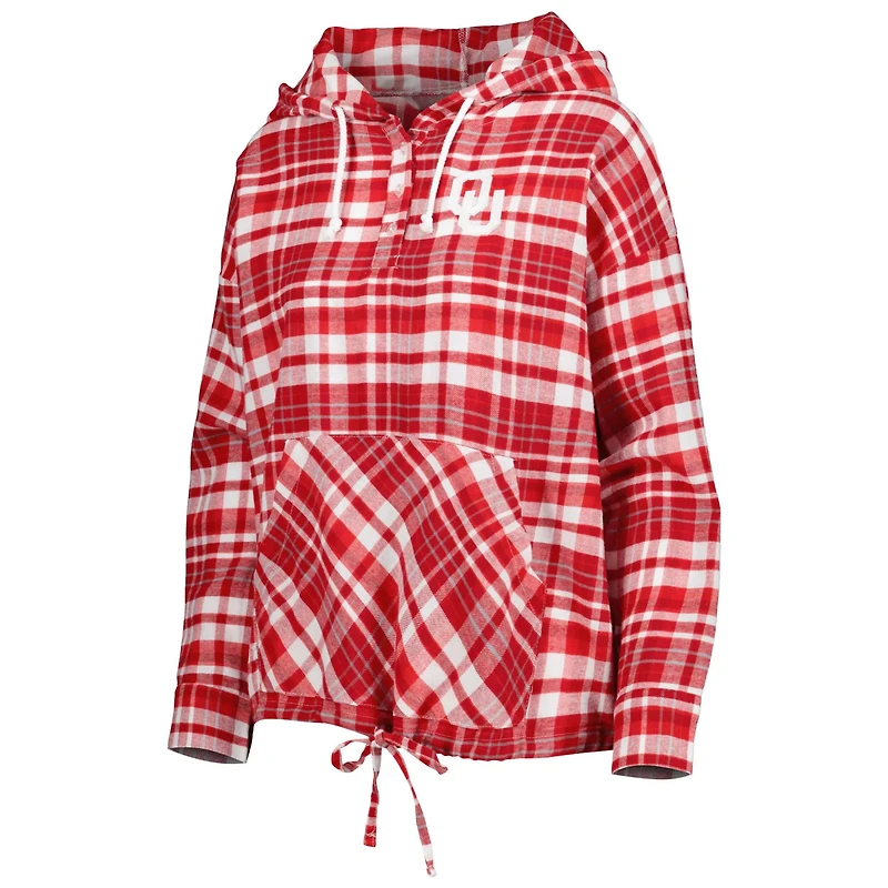 Concepts Sport Oklahoma Sooners Mainstay Lightweight Flannel Plaid Pullover Hoodie