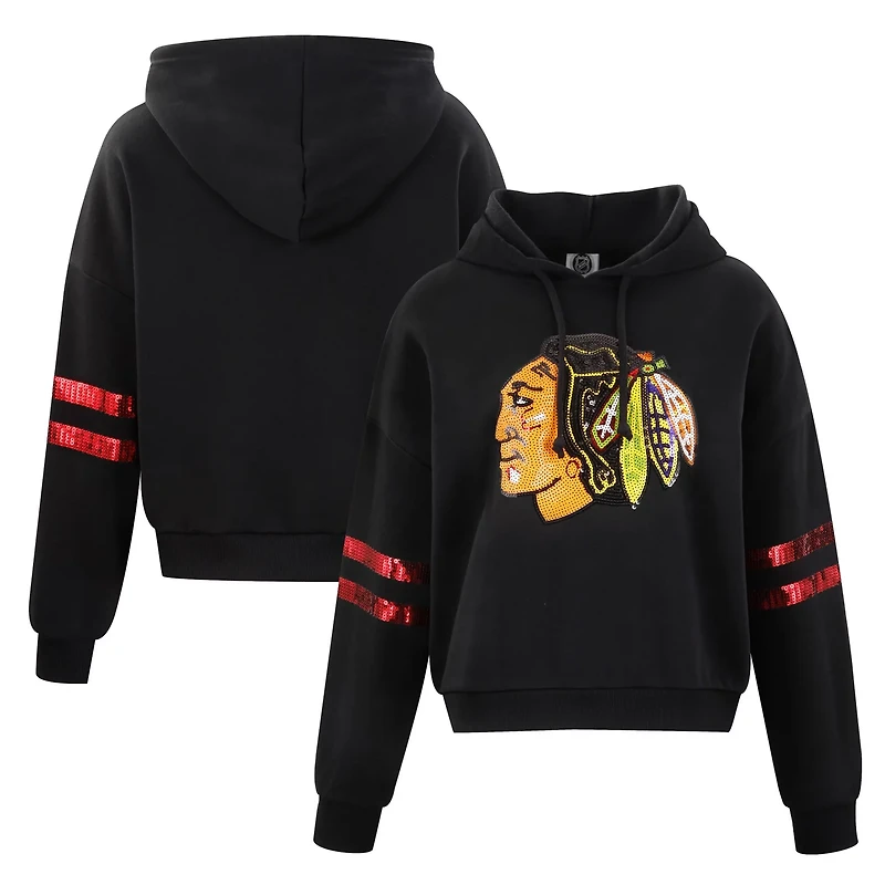 Cuce Chicago hawks Sequin Cropped Pullover Hoodie