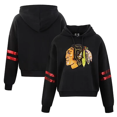 Cuce Chicago hawks Sequin Cropped Pullover Hoodie