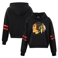 Cuce Chicago hawks Sequin Cropped Pullover Hoodie