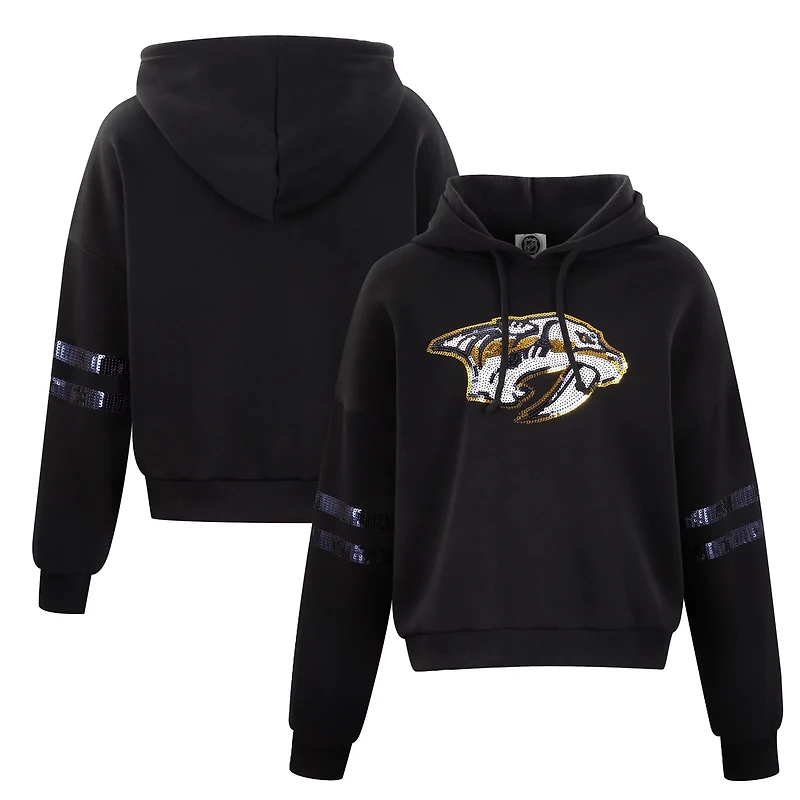 Cuce Nashville Predators Sequin Cropped Pullover Hoodie