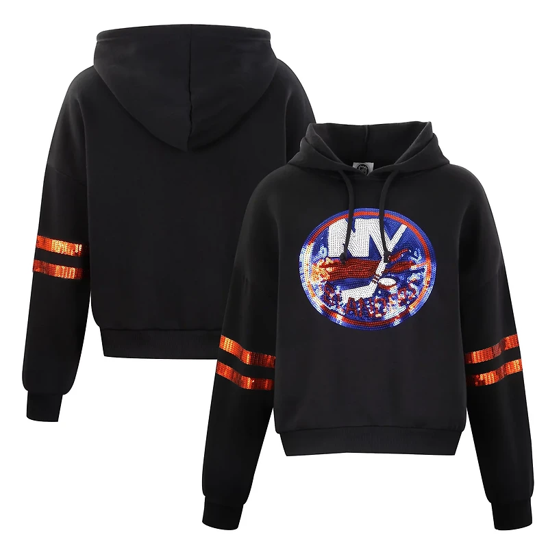 Cuce New York Islanders Sequin Cropped Pullover Hoodie