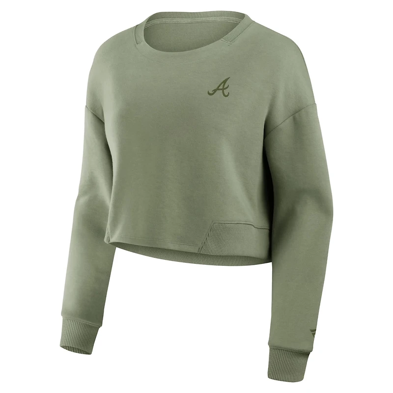 Fanatics Atlanta Braves Relax Studio Cropped Pullover Sweatshirt