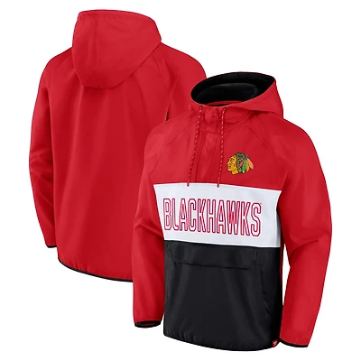 Fanatics /Black Chicago Blackhawks Backhand Shooter Defender Anorak Raglan Hoodie Quarter-Zip Jacket