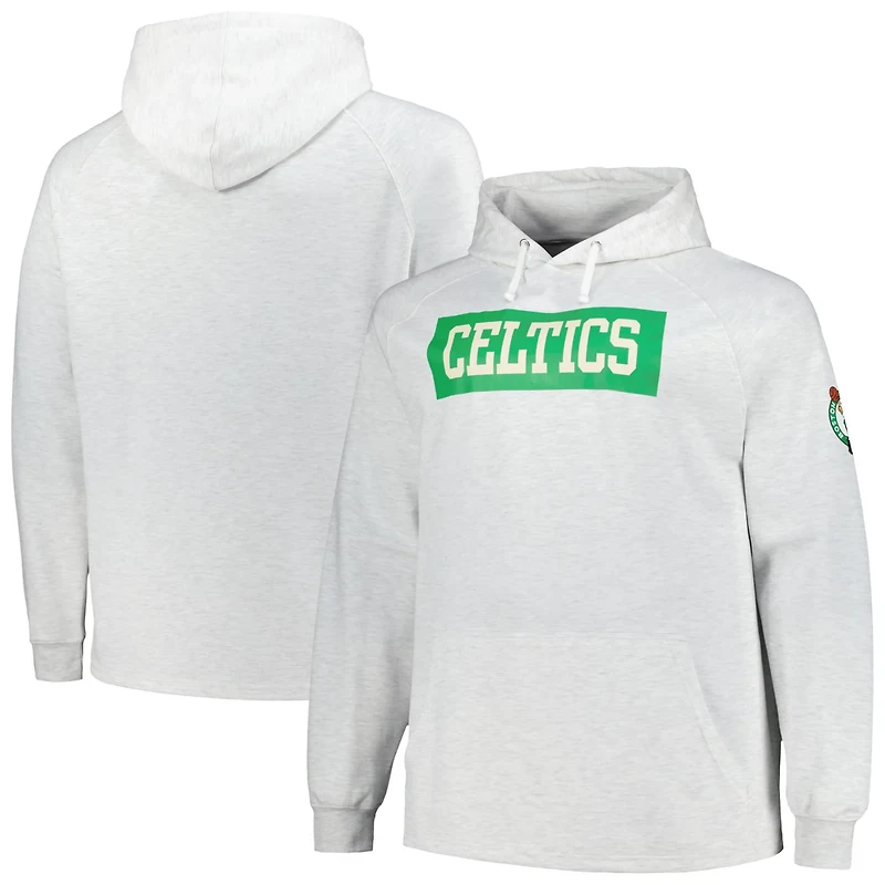 Fanatics Boston Celtics Big  Tall Raglan Tri-Blend Pullover Hoodie